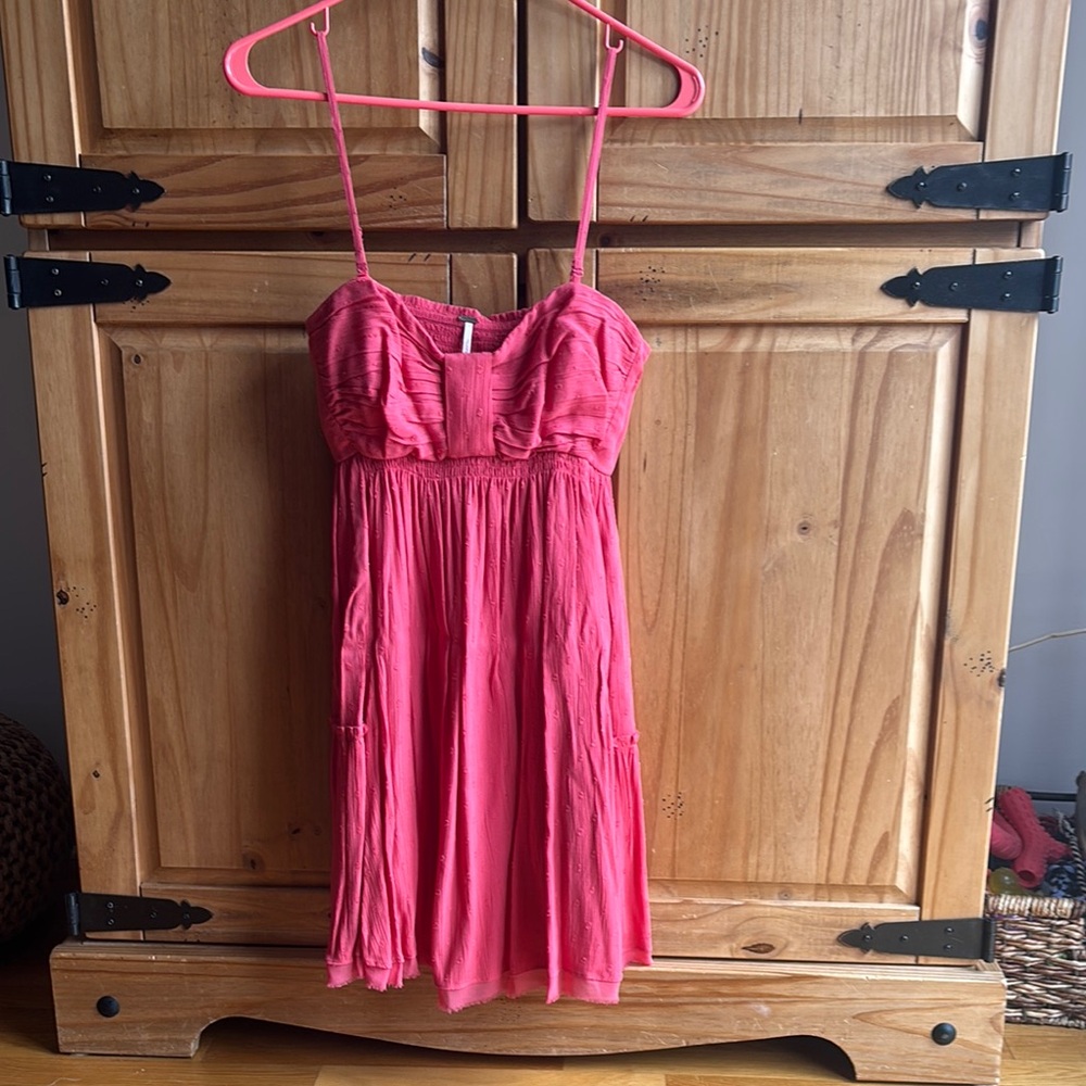 Coral FREE PEOPLE Spaghetti Strap Dress or strapless